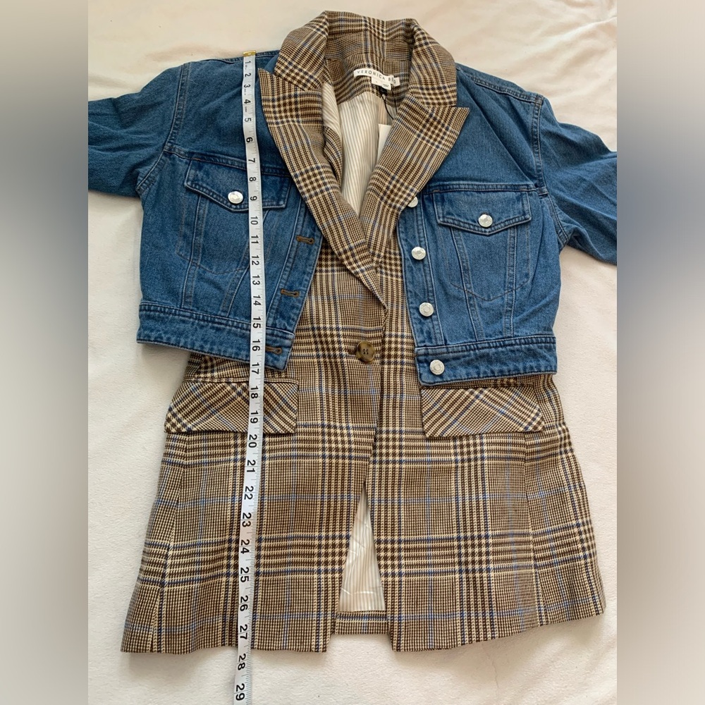 NWT Veronica Beard Keaton Plaid Denim Combo Dickey Jacket Size Small Two Piece - Picture 14 of 16